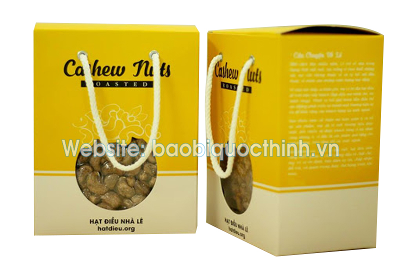 In hộp giấy đựng hạt điều có quai xách làm quà tặng - hình 2